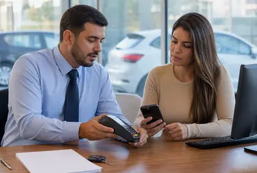 Profissional orientando sobre pagamentos de débitos de veículo em Chapecó.